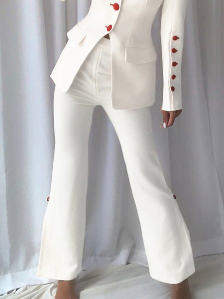 

Plain Elegant Regular Fit Fashion Pants, As picture, Pants