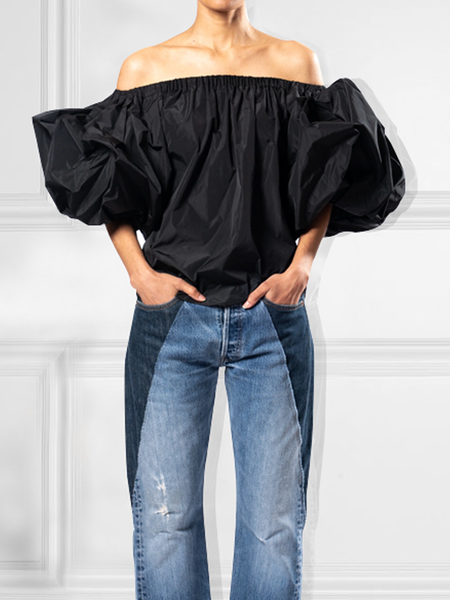

Plain Loose Urban Cold Shoulder Short Sleeve Shirt, Black, Blouses and Shirts