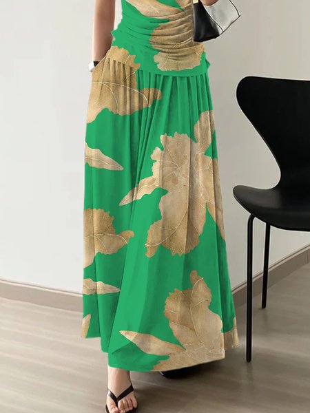Loose Plants Casual Loose Long Skirt, Green, Skirts