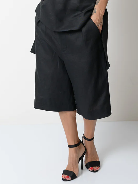 

Casual Plain Loose Shorts Straight pants, Black, Shorts