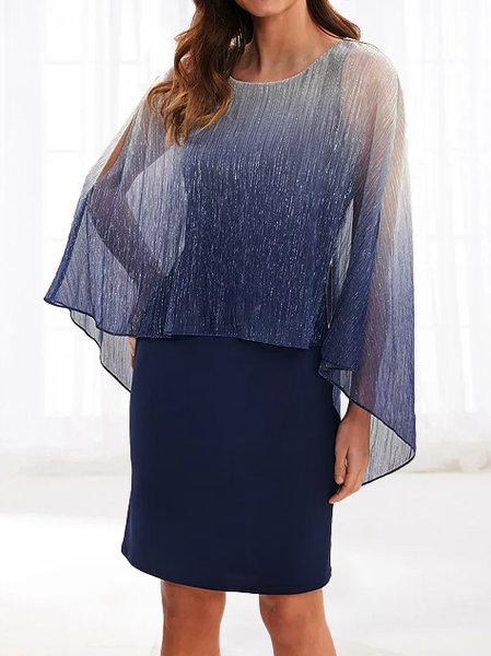 

Elegant Regular Fit Crew Neck Plain Dress, Blue, Dresses
