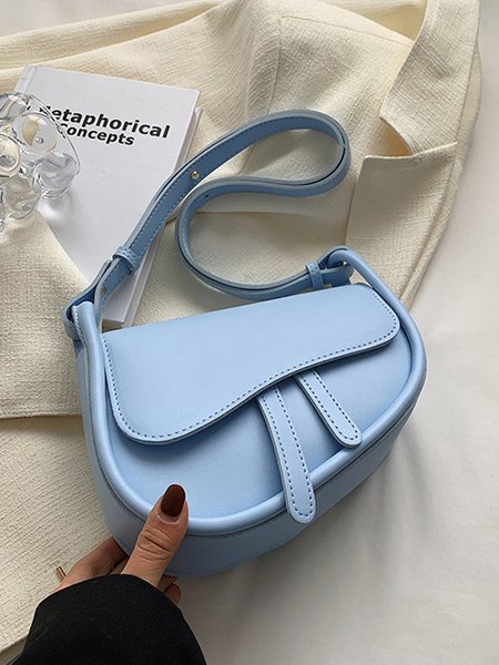 Minimalist Saddle Bag Adjustable Crossbody Bag, Light blue, Bags