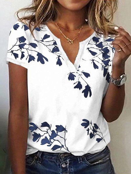 

Plus Size Casual Floral T-Shirt, White, T-Shirts