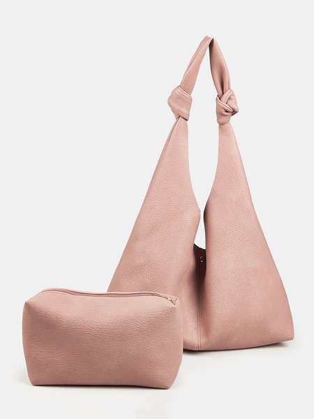 

2pcs/set Large Capacity Knot Slouchy Tote Bag, Pink, Bags