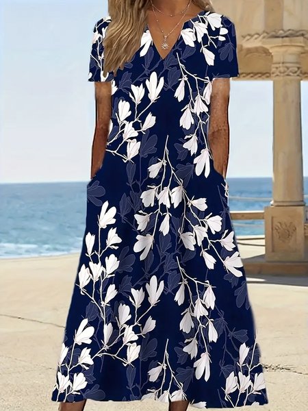 

Casual Loose V Neck Dress, Color3, Dresses