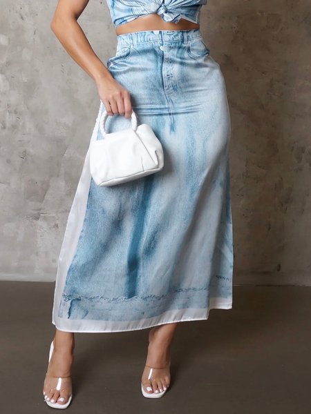 

Regular Fit Color Block Urban Skirt, Blue, Skirts