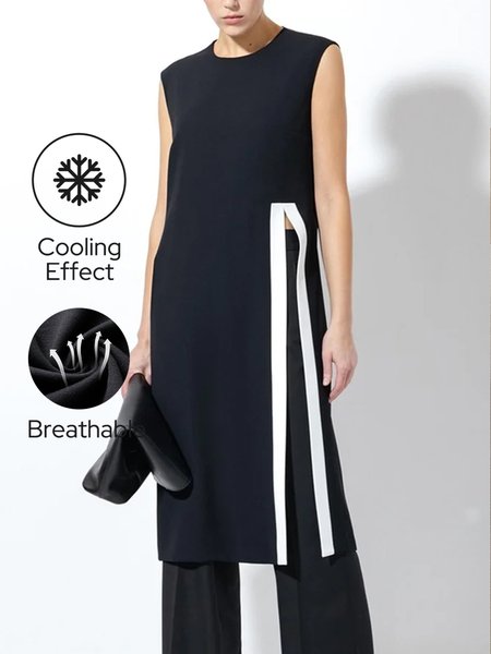 

Color Block Urban Crew Neck Tank Top, Black-white, Tanks and Camis