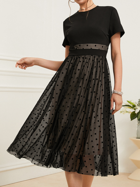 

Elegant Polka Dots Regular Fit Dress, Black, Dresses
