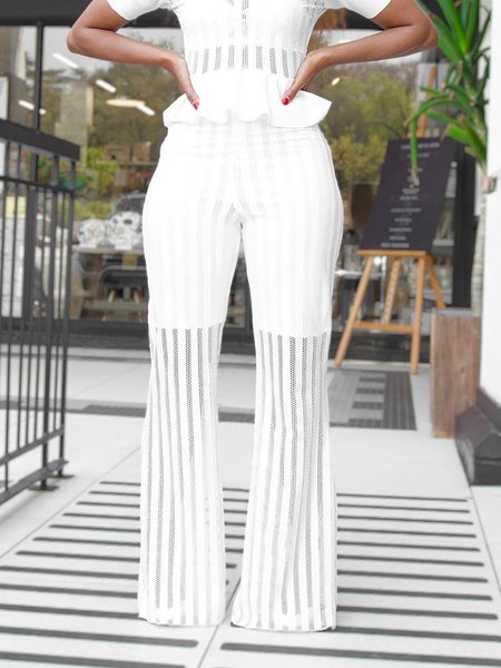 

Regular Fit Urban Plain Fashion Pants, White, Pants