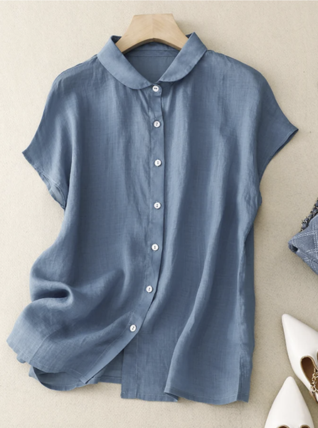 

Plain Loose Simple Blouse, Blue, Blouses & Shirts
