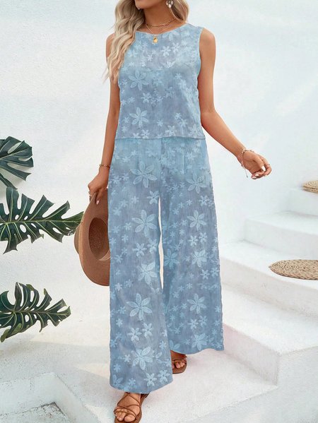 

JFN Simple Plain Two-Piece Set, Light blue, Suit Set