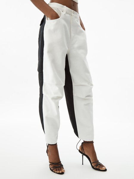 

Color Block Loose Casual Pants, Black-white, Pants