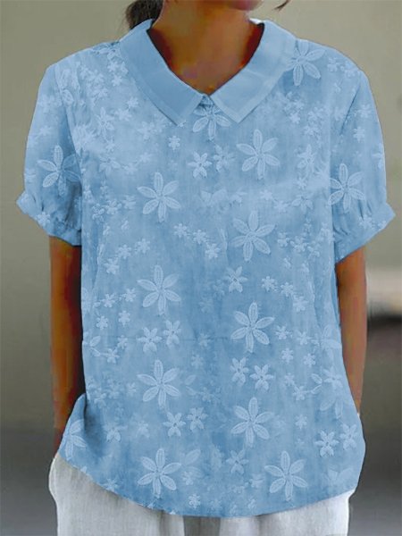 

Cotton Plain Simple Loose Shirt, Blue, Shirts & Blouses