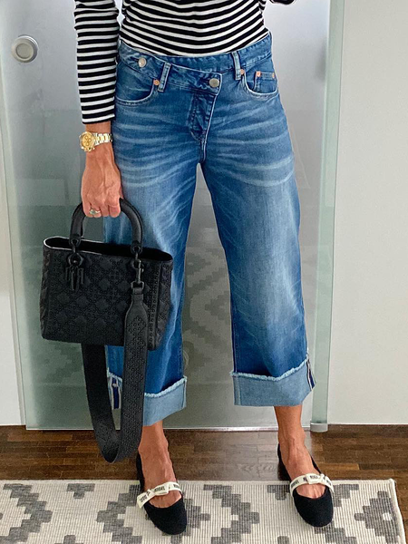 

Plain Loose Urban Jeans Denim Straight pants, Denim blue, Jeans