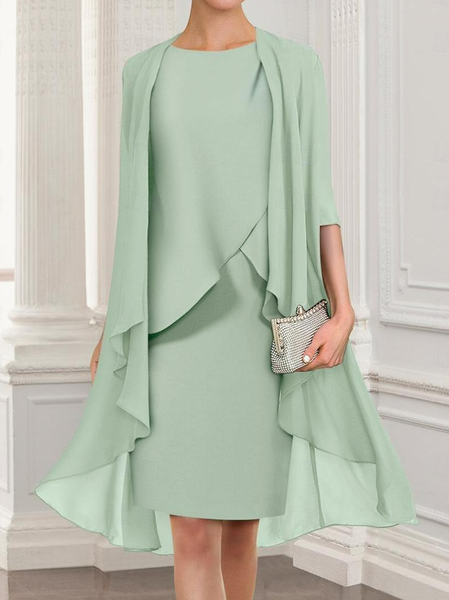 

Elegant Cross Plain Two-Piece Set, Lightgreen, Dresses