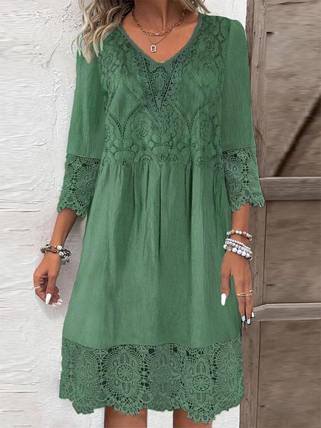 

Lace Casual Loose Dress, Green, Dresses