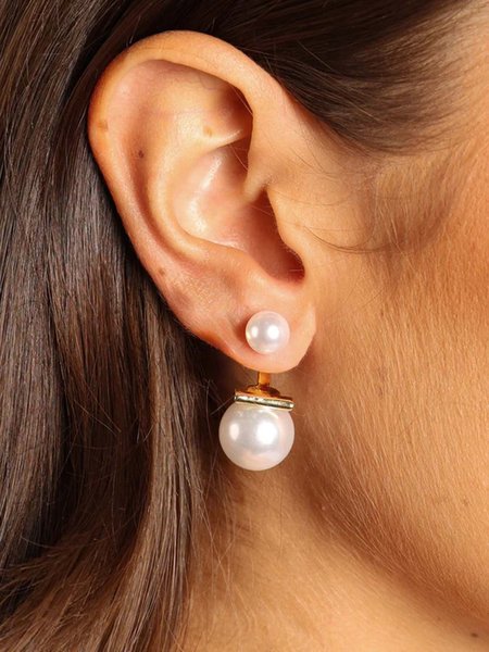 

1pair Elegant Imitation Pearl Earrings, White, Earrings