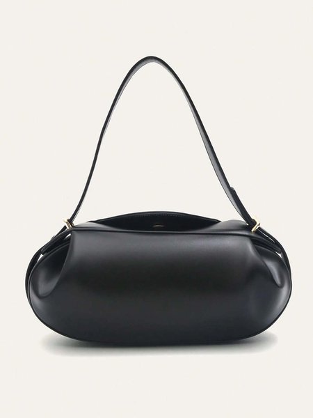 

Fashionable Rugby Shaped Handbag Ruched Crossbody Bag, Black, Bags