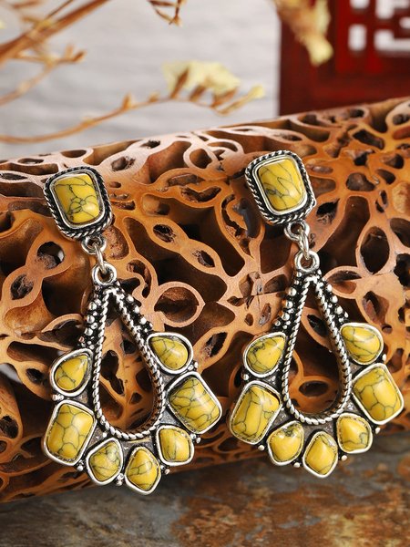 Turquoise earrings, Yellow, Earrings