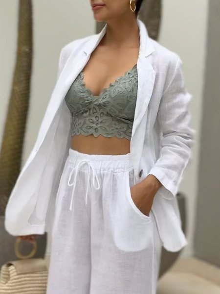 

Long Sleeve Daily Loose Casual Long Sleeve Blazer, White, Blazers