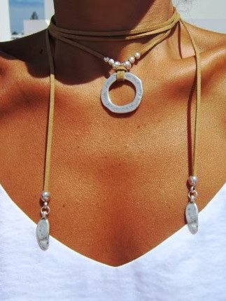 

wrap minimal Boho bohemian hippy gypsy necklaces, Silver, Necklaces