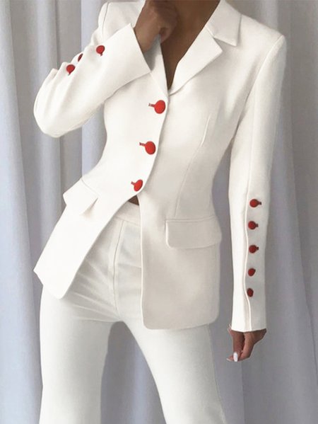 

Elegant Lapel Collar Regular Fit Blazer, White, Blazers