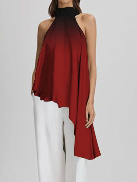 

Urban Loose Stand Collar Sleeveless Shirt, As picture, Blouses and Shirts