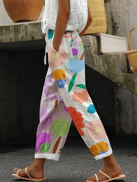 

Casual Floral Long Pant, Multicolor, Pants