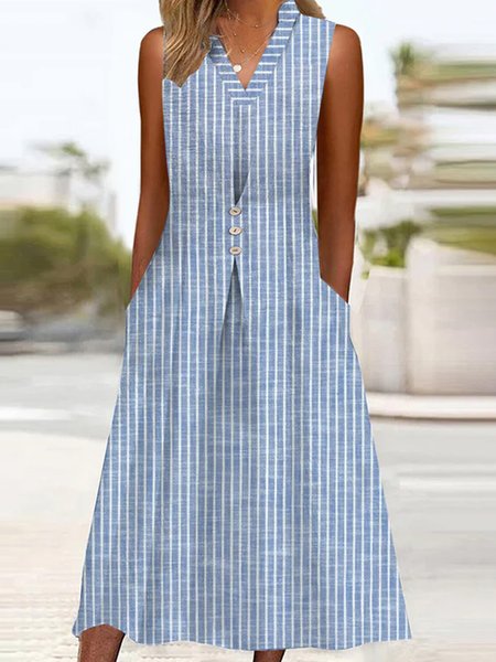 

Casual Cotton Loose Dress With No, Blue, Midi Dresses