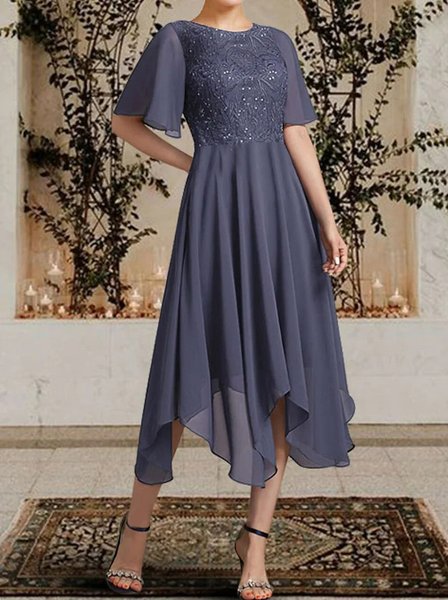 

Elegant Lace Regular Fit Dress, Blue, Dresses