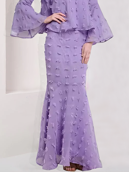 

Elegant Regular Fit Plain Maxi Skirt, Purple, Skirts