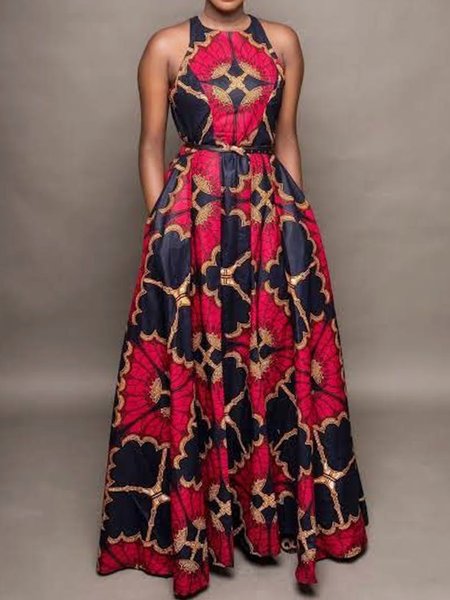 

Printing Urban Regular Fit Abstract Dress, As picture, Maxi Dresses