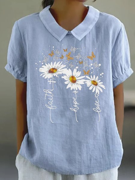 

Casual Shawl Collar Floral Blouse, Blue, Blouses & Shirts