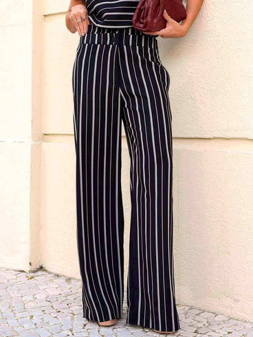 

Regular Fit Striped Printing Urban Pants, Black-white, Pants