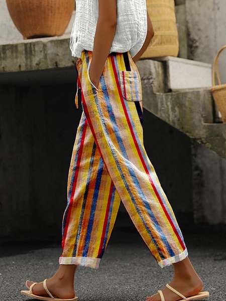 

Casual Striped Long Pant, Multicolor, Pants