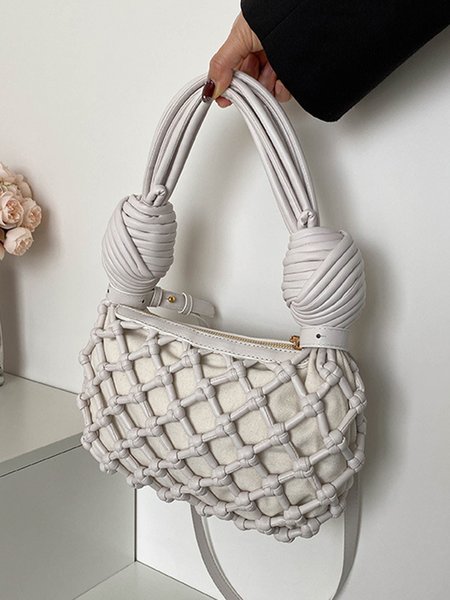 

Fashionable Braided Knoted Hollow Out Underarm Bag, White, Bags