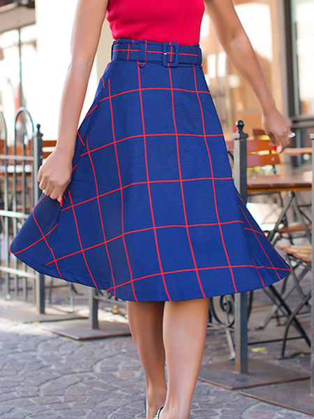 

Urban Regular Fit Plaid Printing Skirt, Blue, Skirts
