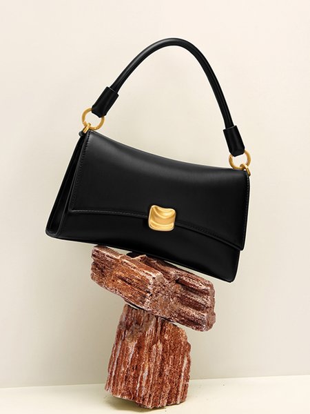 

Minimalist Metal Magnetic Handbag with Detachable Crossbody Strap, Black, Bags