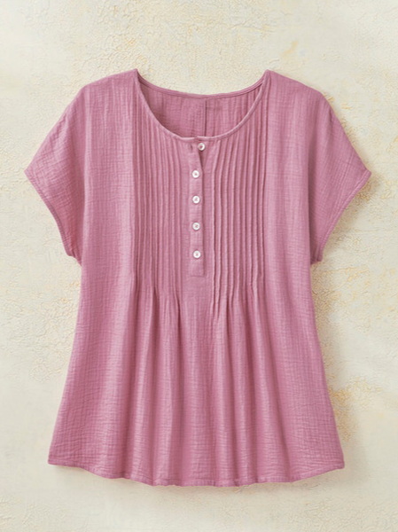 

Plain Casual Blouse, Pink, Blouses & Shirts