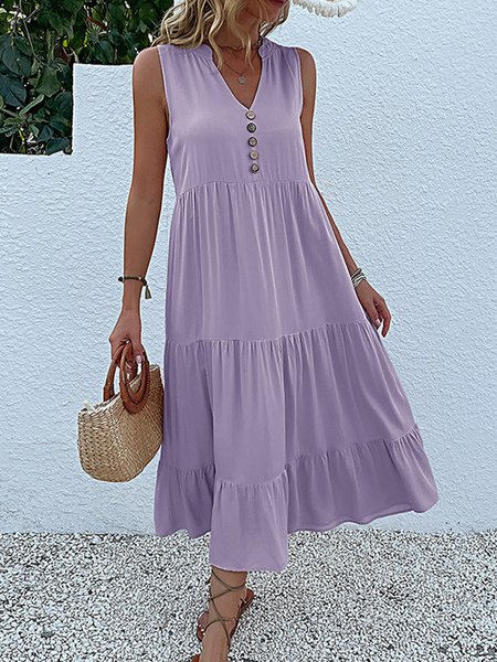 Plain Casual Dress With No, Purple, Maxi Dresses