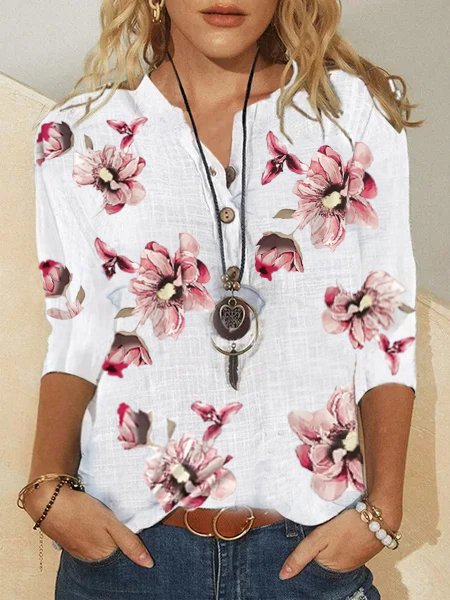 

Floral Casual Blouse, White, Blouses & Shirts