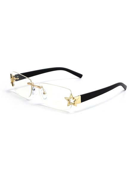 Hollow Out Star Sunglasses, White, Sunglasses