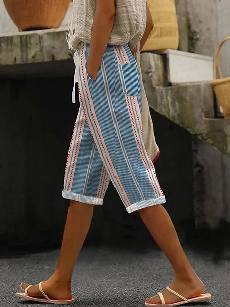 

Casual Striped Fifth Pants Pant, Multicolor, Pants