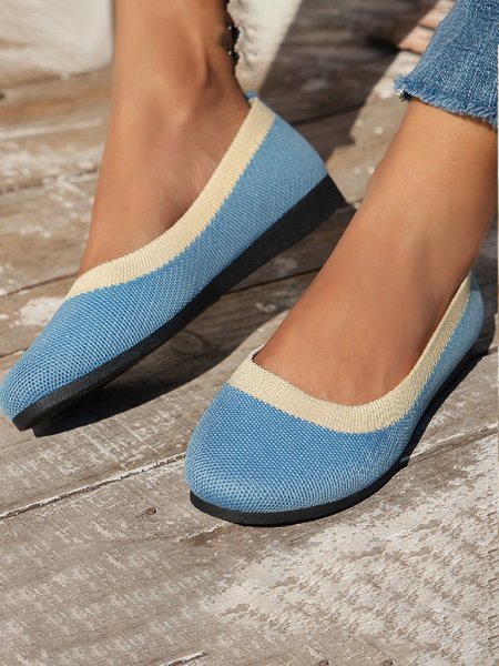 

Casual Plain Slip On Flat Heel Slip On, Sky blue, Women shoes