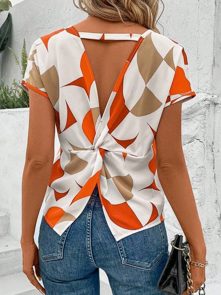

Simple Abstract Graphic Shirt, Orange, Shirts & Blouses
