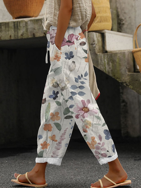 

Casual Floral Long Pant, Flower, Pants