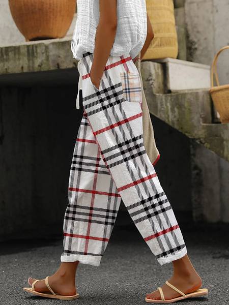 

Casual Plaid Long Pant, Multicolor, Pants