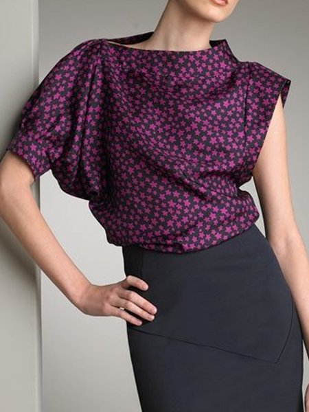 

Star Printing Urban Loose Shirt, As picture, Blouses and Shirts