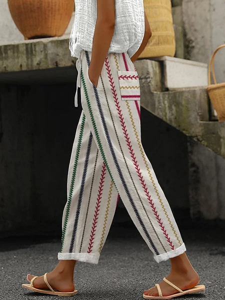 

Casual Striped Long Pant, Multicolor, Pants