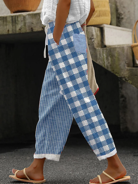 

Casual Striped Long Pant, Blue, Pants